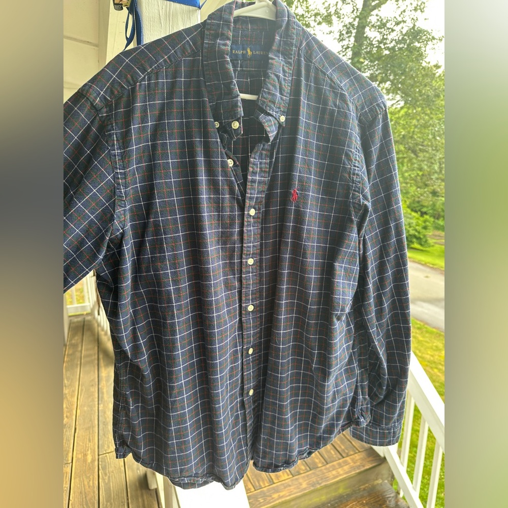 Ralph Lauren Blue and Red Casual Button Down Shirt